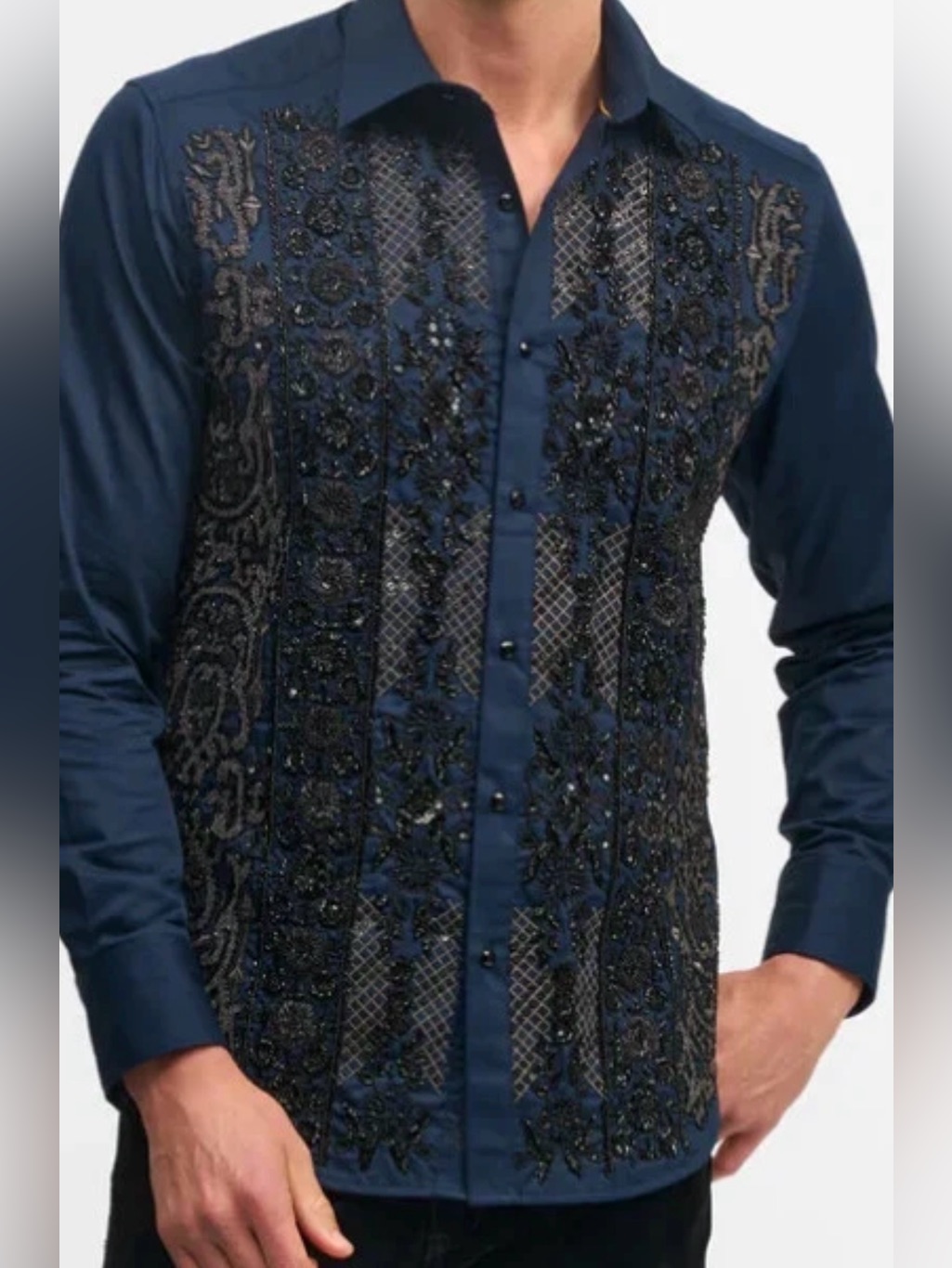 Robert Graham Limited Ling Sleeve “The French Monarchy” Navy Button-Up Shirt